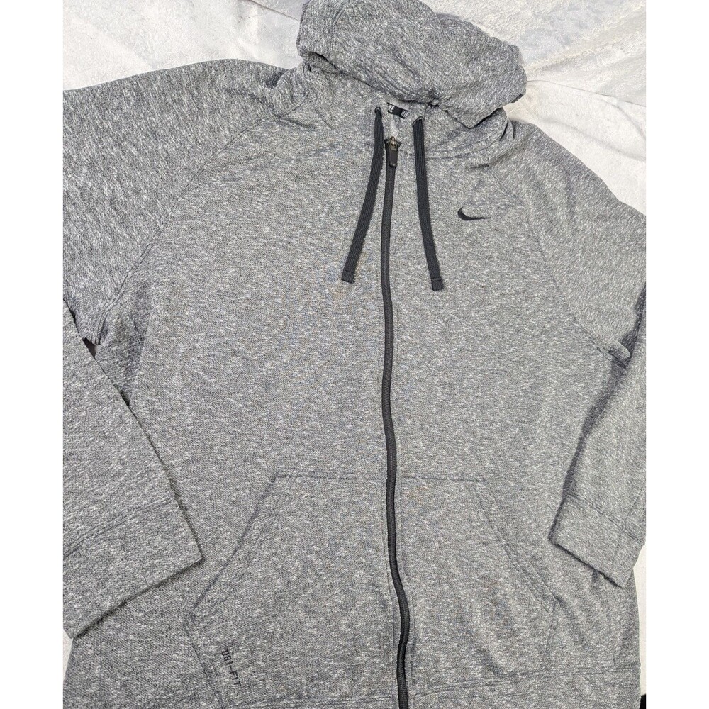 Nike Dri-FIT Men's XXL Gray Heather Full Zip Hoodie Sweatshirt Swoosh READ